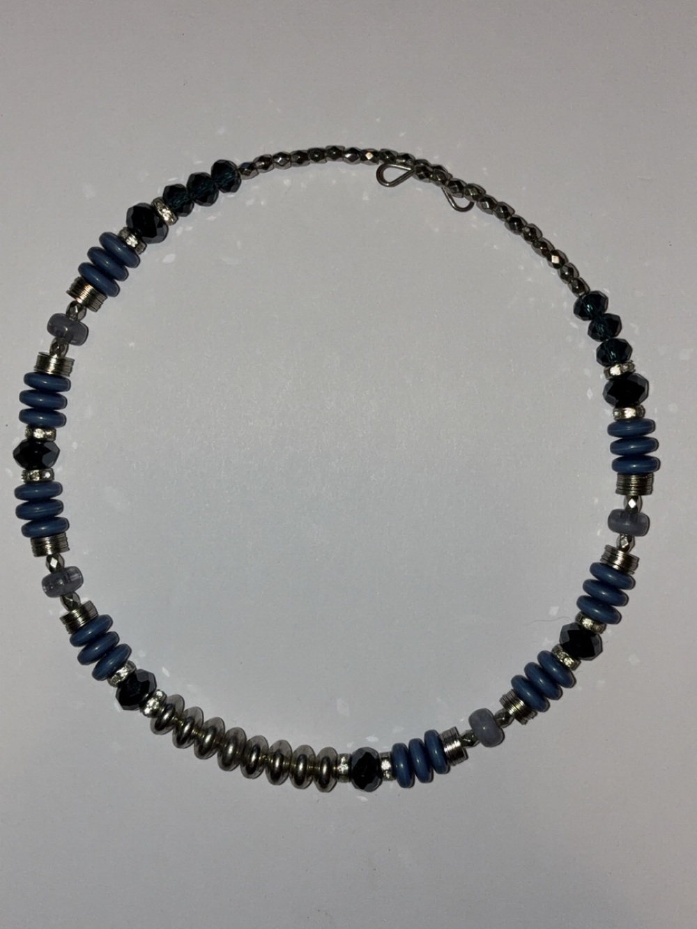 Handmade Blue and Silver Beaded Women's Necklace